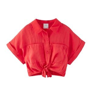 Girls Zara cropped button up